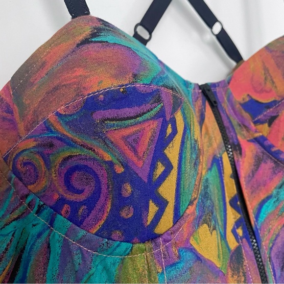 Vintage 90s Deadstock CHRISTINA FAIRBANKS Bustier Top Abstract Print Coin Fringe - Picture 6 of 12